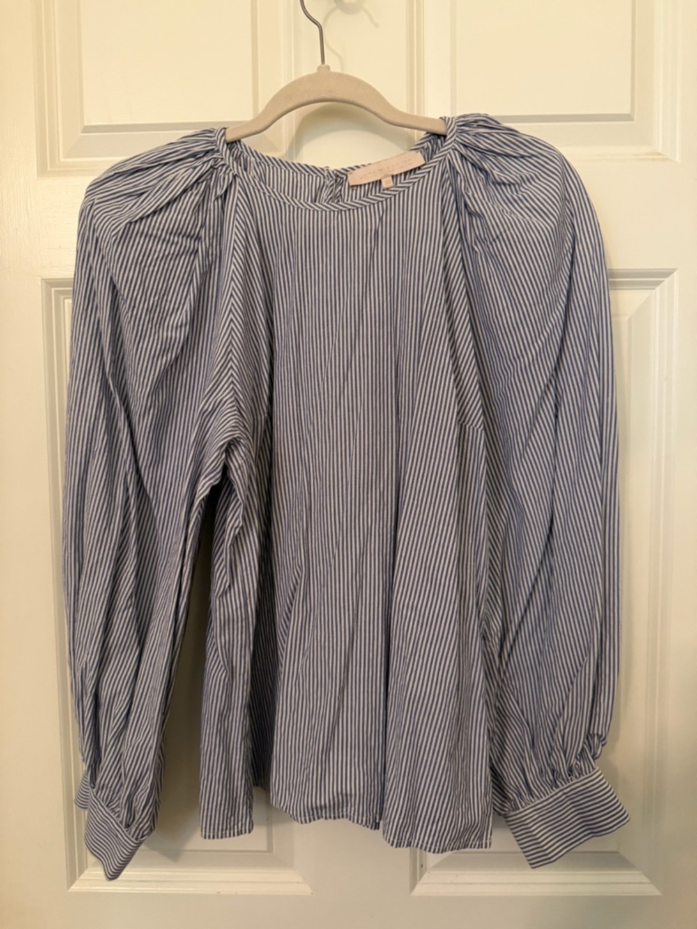 Vanessa Bruno Blue and White Pinstripe Peasant Blouse